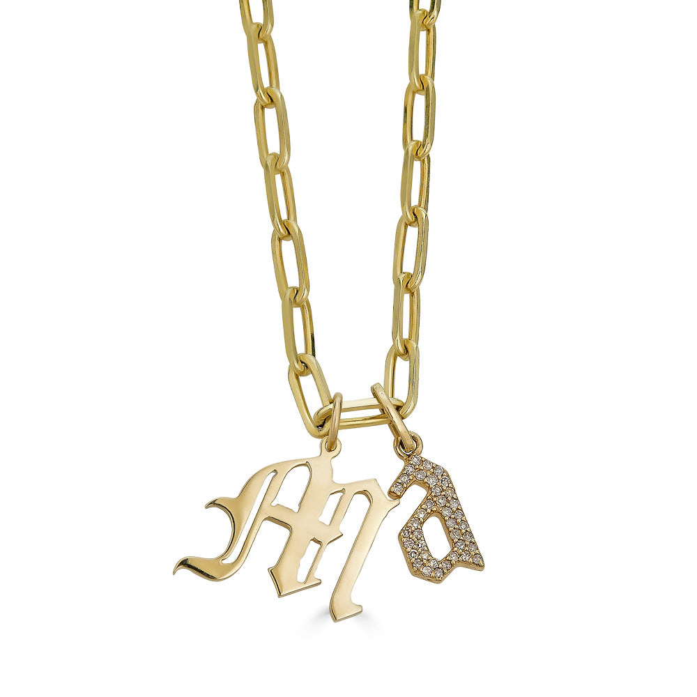 Mini Diamond Letter Charms from Kelly Gerber Jewelry Yellow Gold/X